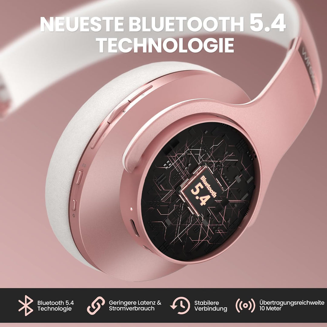 DOQAUS Bluetooth Kopfhörer Over Ear, Bis zu 90 Std Kabellose Kopfhörer mit 3 EQ-Modi, HiFi Stereo Fa