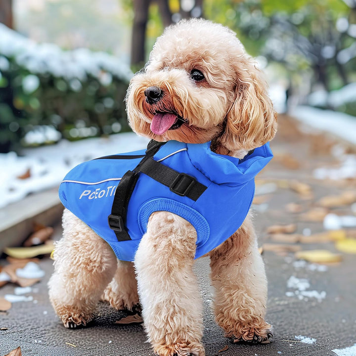 PcEoTllar Wasserdichter Hundemantel für kleine Hunde, warme reflektierende Jacke mit Geschirr für de