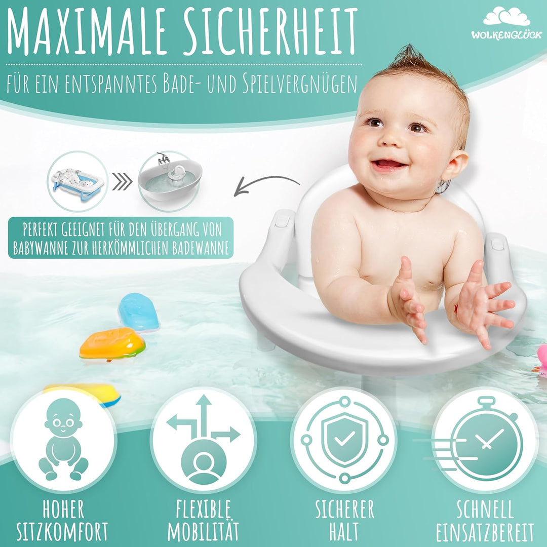 Badewannensitz Baby ab 6 Monate - ergonomischer Anti-Rutsch-Badesitz mit starken Saugnäpfen für Dusc