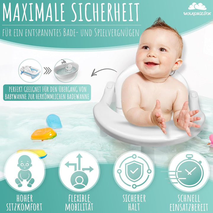 Badewannensitz Baby ab 6 Monate - ergonomischer Anti-Rutsch-Badesitz mit starken Saugnäpfen für Dusc