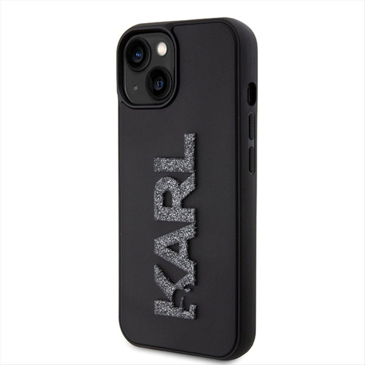 Karl Lagerfeld KLHCP15S3DMBKCK Hülle für iPhone 15 6.1" Schwarz hardcase 3D Rubber Glitter Logo