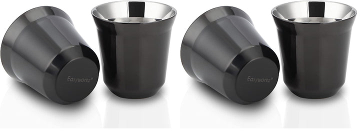 Easyworkz Espressotassen aus Edelstahl, doppelwandig, isoliert, Demitasse-Tassen, 2er-Set, hitzebest