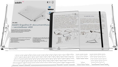 Dataflex Addit ErgoDoc® Dokumentenhalter - Verstellbar 400, Klarer Acryl, Dokumentenhalter auch geei