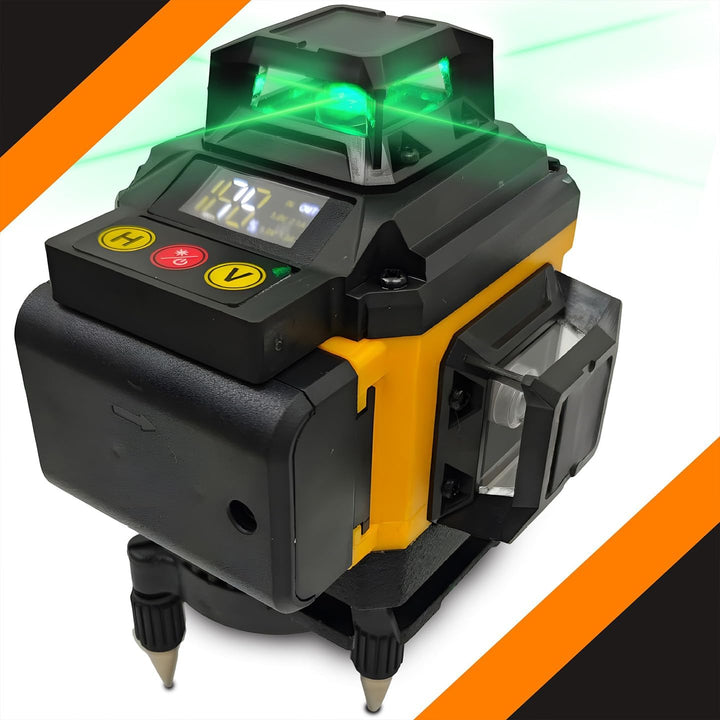 Retoo Kreuzlinienlaser Mit Stativ, 3D Linienmessgerät Selbstnivellierend, Baulaser Mit LCD Anzeige,