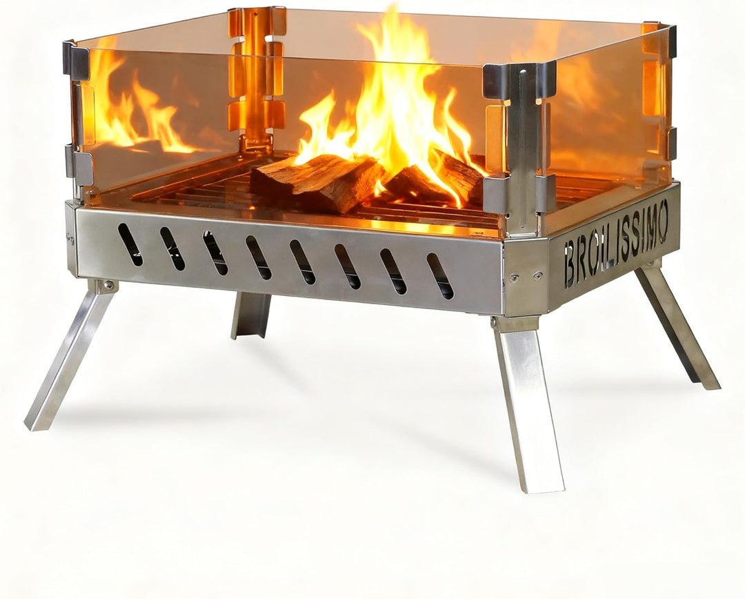 CCLIFE Feuerschale mit Glaskeramik, klappbar tragbar, Feuerschale für Garten Outdoor Camping, Feuerk