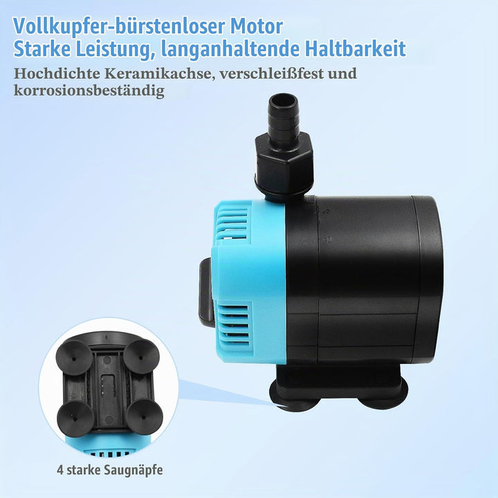 Tauchwasserpumpe 1200l/H 15W,AolKee Ultra Ruhige Wasserbrunnen Pumpe, Wasserdichte Bewertung IPX8 ve