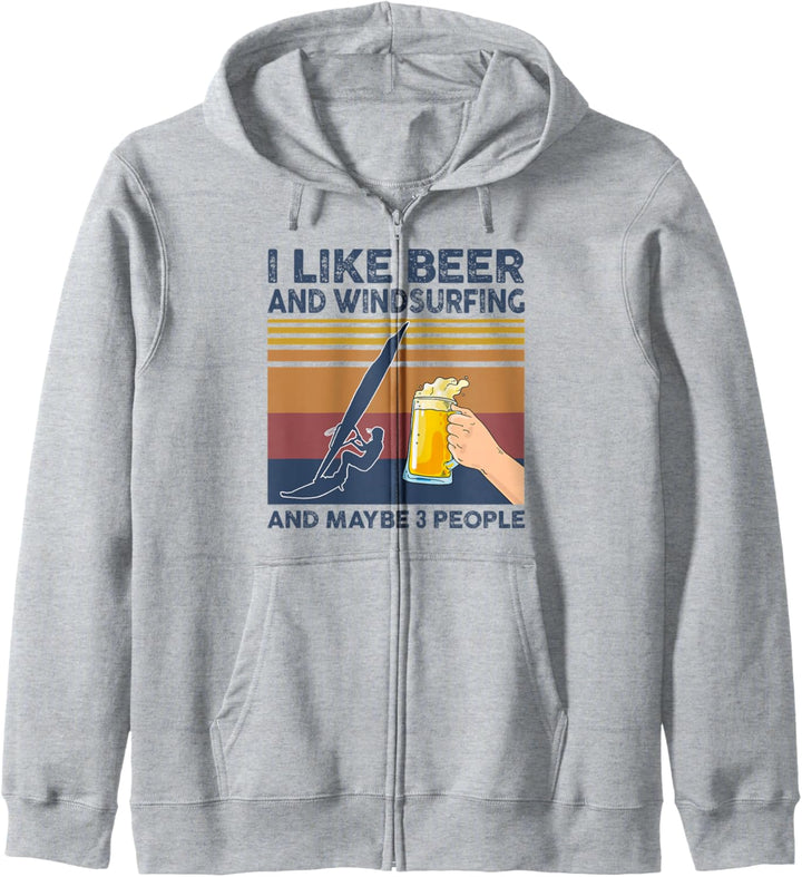 I Like Beer and Windsurfing and Maybe 3 People Funny Gift Kapuzenjacke