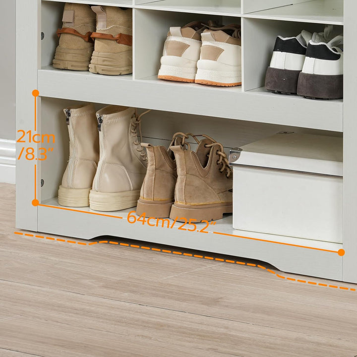 HOOBRO Schuhschrank mit 24 Fächern und 3 Haken, 9-stöckiges hohes Schuhregal, Schuhaufbewahrung, Sch