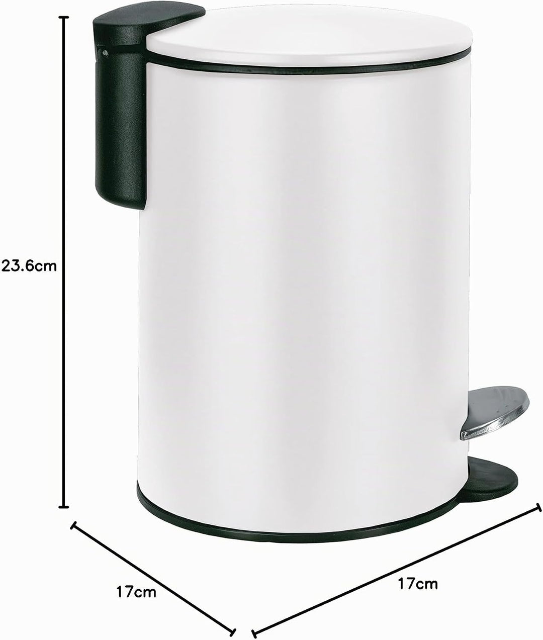 Kosmetikeimer Silence, Farbe: Weiss, Material: Metall, Grösse: Eimer 3 Liter Länge 17 cm, Breite 17