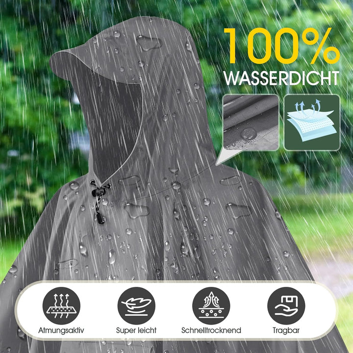 TOMSHOO Regenponcho Regenjacke Unisex, 3 in 1 Mehrzweck Regenmantel Camping Zelt und Decke mit Aufbe