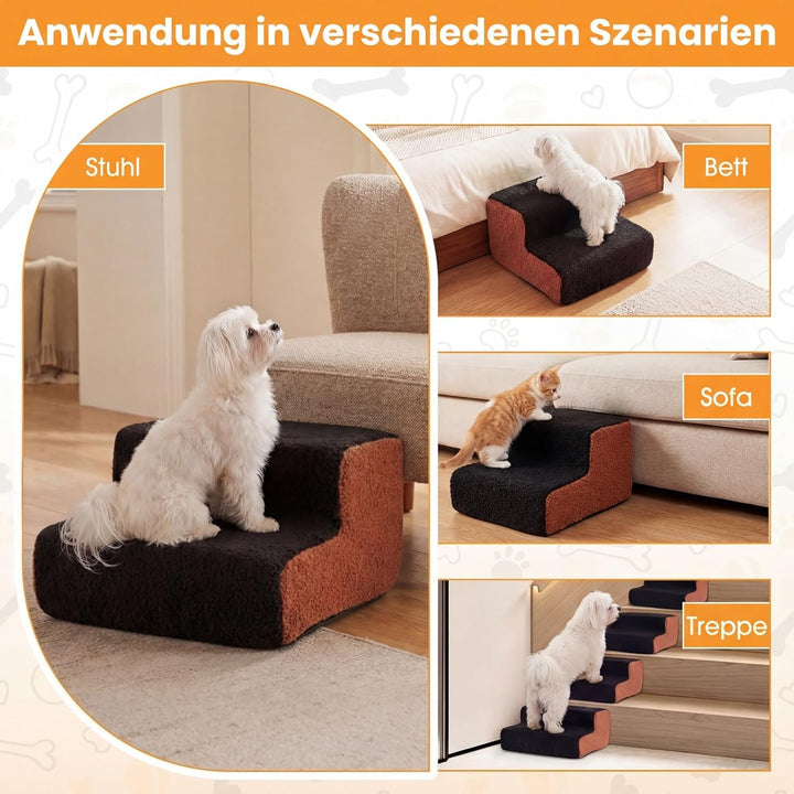 COSTWAY 2 stufige Hundetreppe, Haustiertreppe tragbar für kleine Hunde & alte Katzen, Katzentreppe m