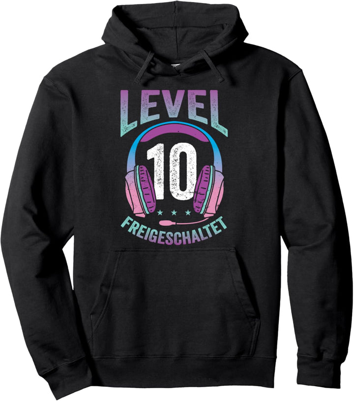 Mädchen Gamerin Level 10 Jahre Geburtstagsshirt Zockerin Pullover Hoodie