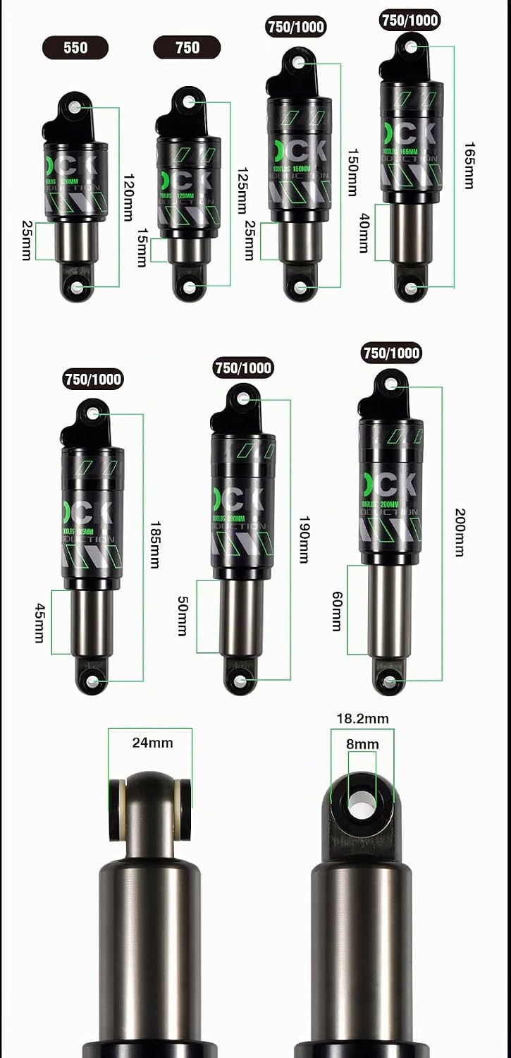 Chooee Fahrrad Stossdämpfer hinten 120mm 125mm 150mm 165mm 185mm 190mm 200mm Mountainbike Dämpfer Hi