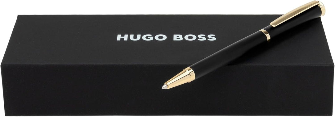 Hugo Boss Sophisticated Kugelschreiber aus Messing in der Farbe Schwarz Matt, Länge: 13,6cm, Minenfa
