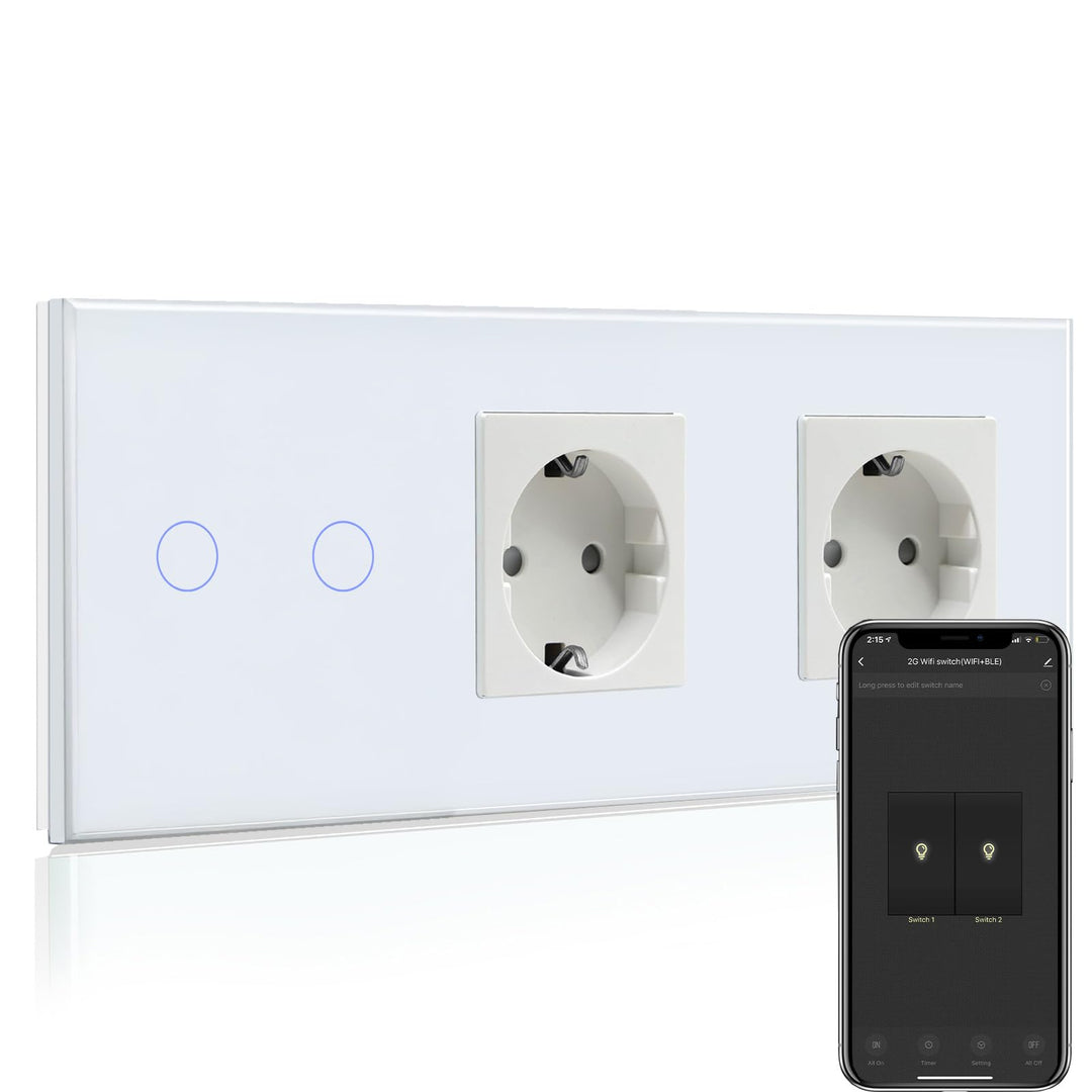 BSEED Normal Steckdose mit Smart Alexa Lichtschalter Kompatibel mit Alexa,Google Home,Touchscreen-sc