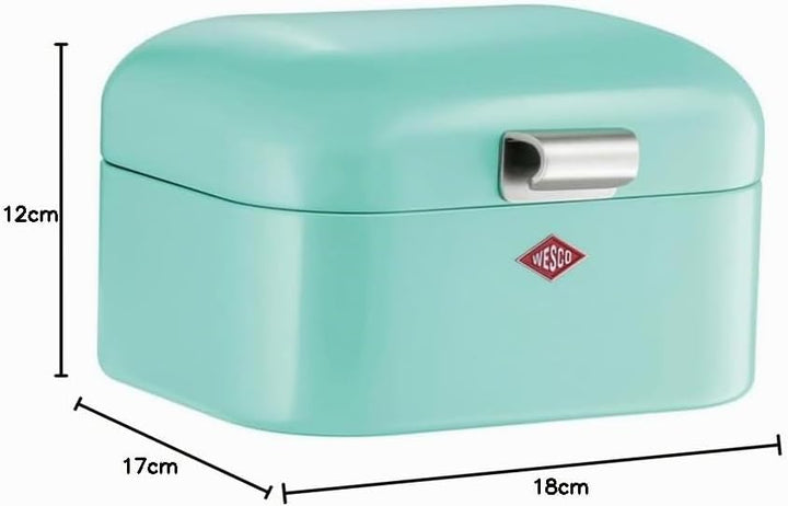 Wesco Mini Grandy Brotkasten in der Farbe mint grün, pulverbeschichtetes Stahlblech, Lüftungslöcher