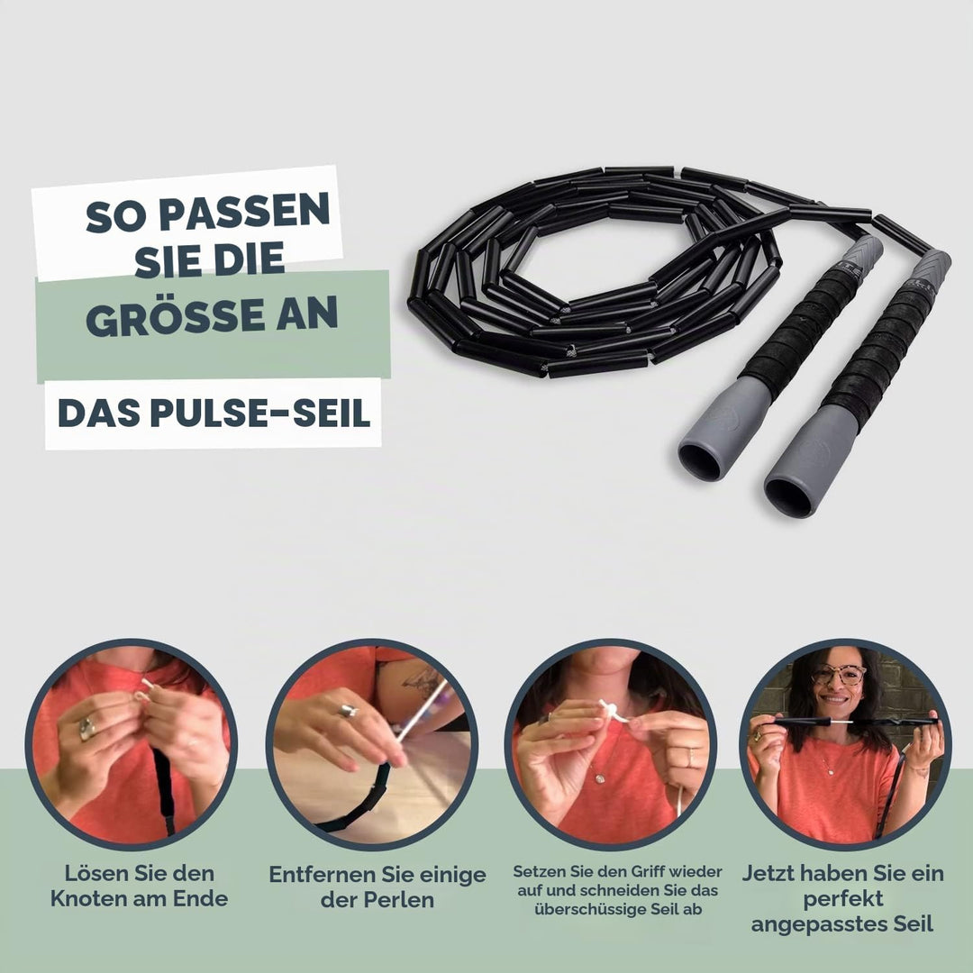 EliteSRS Schwerer Wulstige Fitness Springseil mit Comfort Foam Grip Schwarz, Schwarz