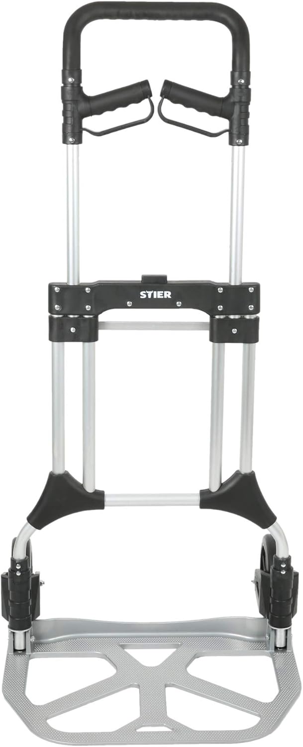 STIER Sackkarre Premium klappbar, Aluminium Transportkarre, Belastbarkeit bis 200kg, Stapelkarre zum