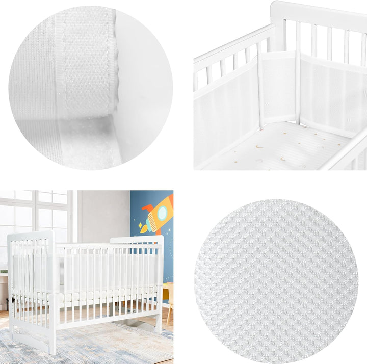 Verstellbarer Baby-Netzbettgitter – abnehmbar, waschbar, tragbar 3D-atmungsaktiver, stossfester Schu