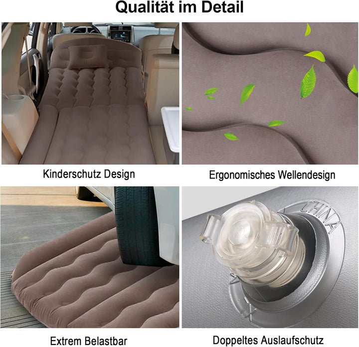 Auto Luftmatratze SUV Aufblasbare Matratze 190x125cm Beflocktes Luftbett Auto für Rücksitz & Kofferr