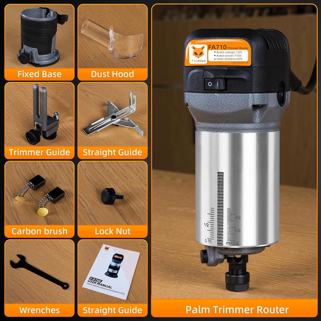 FoxAlien 1 HP 710W 65mm Durchmesser Compact Palm Router für CNC Fräsmaschine, 6 Variable Geschwindig