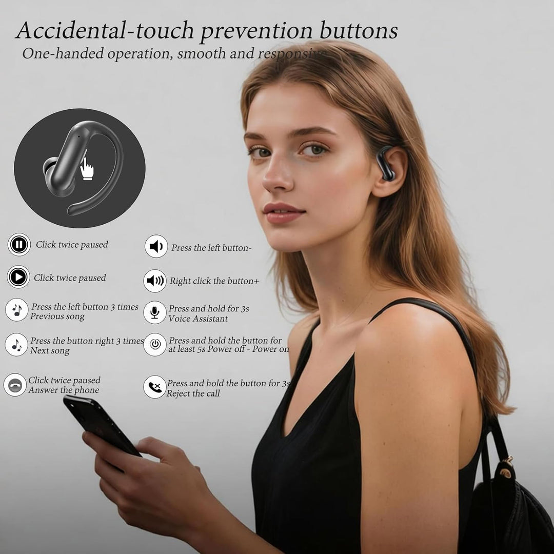 Bluetooth 6.0 Kopfhörer Sport,Kopfhörer Kabellos HiFi Immersive Sound,75 Std Spielzeit,LED-Anzeige,I