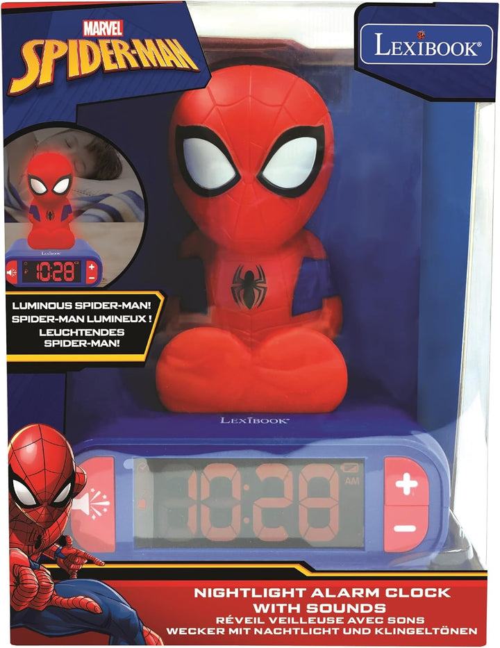 Lexibook, Spider-Man, Nachtlicht-Wecker, RL800SP | Klänge und Melodien, LCD-Display mit Hintergrundb
