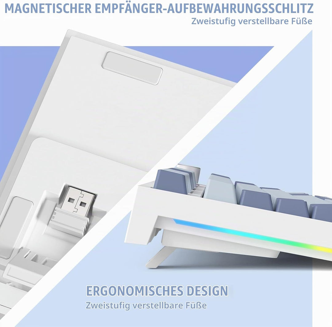 VGN GAMEPOWER RK86 Mechanische Gaming Tastatur Kabellos 75% Prozent TKL, 2,4G Wireless/Bluetooth/USB