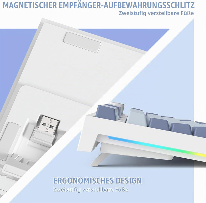 VGN GAMEPOWER RK86 Mechanische Gaming Tastatur Kabellos 75% Prozent TKL, 2,4G Wireless/Bluetooth/USB