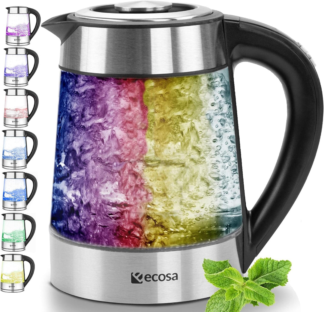 Glas Wasserkocher 1,7 Liter | 100% BPA FREI | 2200 Watt | Edelstahl mit Temperaturwahl | Teekocher |
