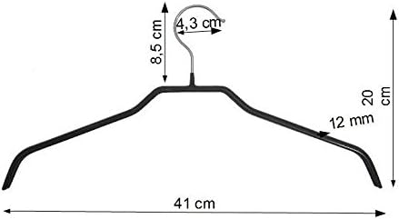 Kleiderbügel aus Metall schwarz beschichtet 10 STK. 12 mm, 41 cm, Metall
