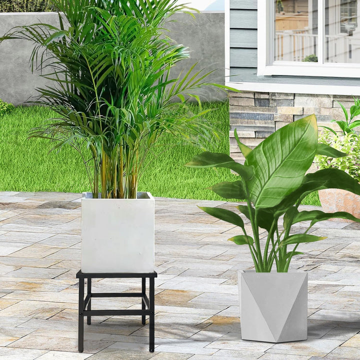 Metall Pflanzenständer Outdoor,33cm Schwarz Schwerlast Blumenständer Blumenhocker für drinnen und dr