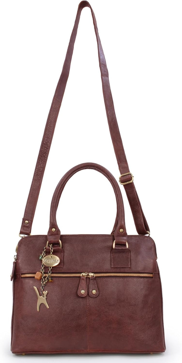 Catwalk Collection Handbags - Damen Leder Schultertasche - Umhängetasche Gross - Tote Bag - Handtasc