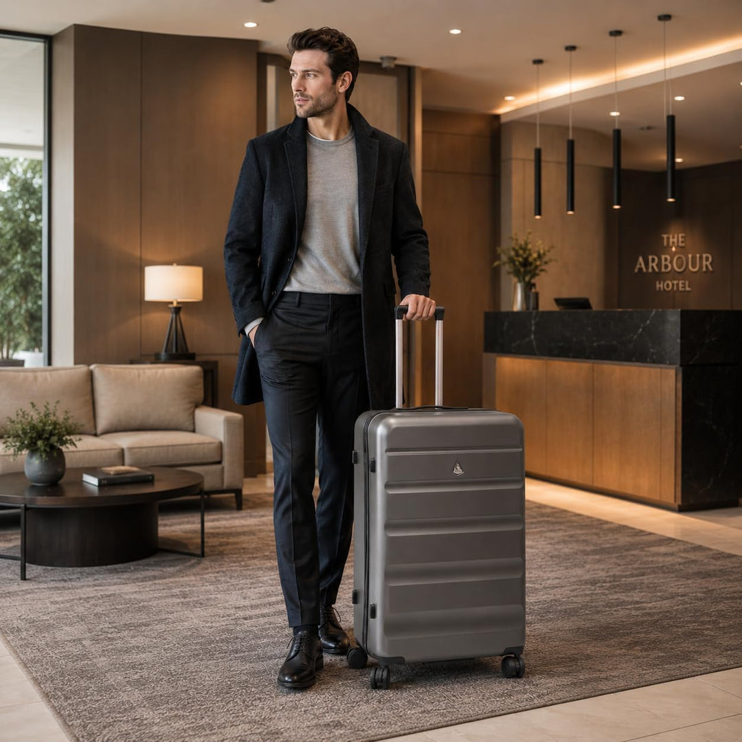 Aerolite Leichter Rollkoffer L, 100 l – Reisekoffer mit Rollen, TSA-Zahlenschloss &amp; robuster Hartsch