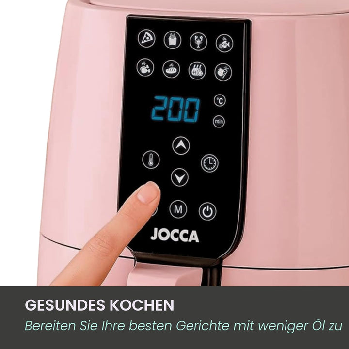 Jocca Heissluftfritteuse Sweet Line, 3,8L Fritteuse, 1450W, 8 Programme, LED Touchscreen, Timer, Ros