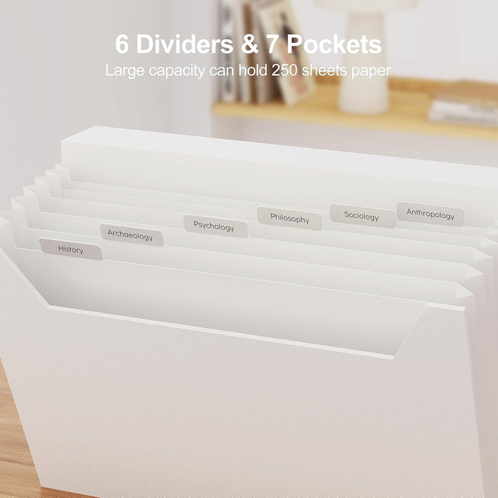 JiaWei Fächermappe - Dokumentenmappe A4 7 Fächern, Ordner Organizer mit Magnetisch Deckel, Etiketten