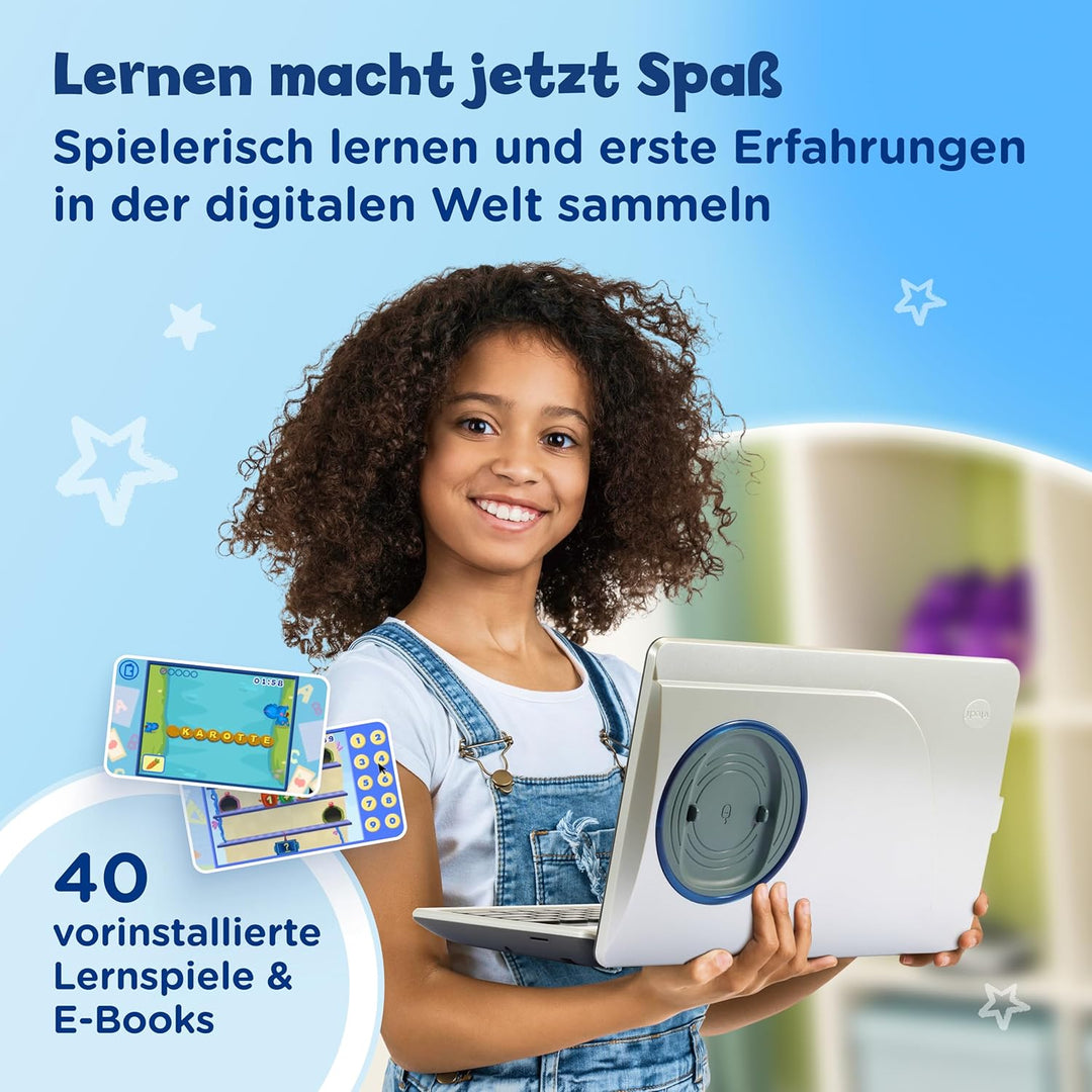 VTech Genio Lernlaptop – Lerncomputer mit Internetzugang, Textprogramm und Lerninhalten zu Buchstabe