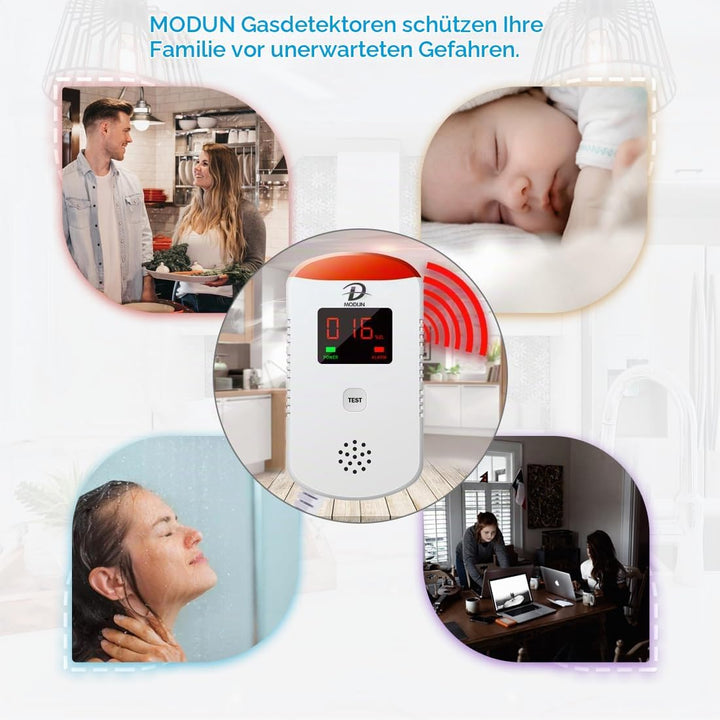 Gasmelder, Heimgebrauchs Methan Propan Butangas Monitor, Plug-in für brennbares LPG/Erdgas/Kohle-Gas