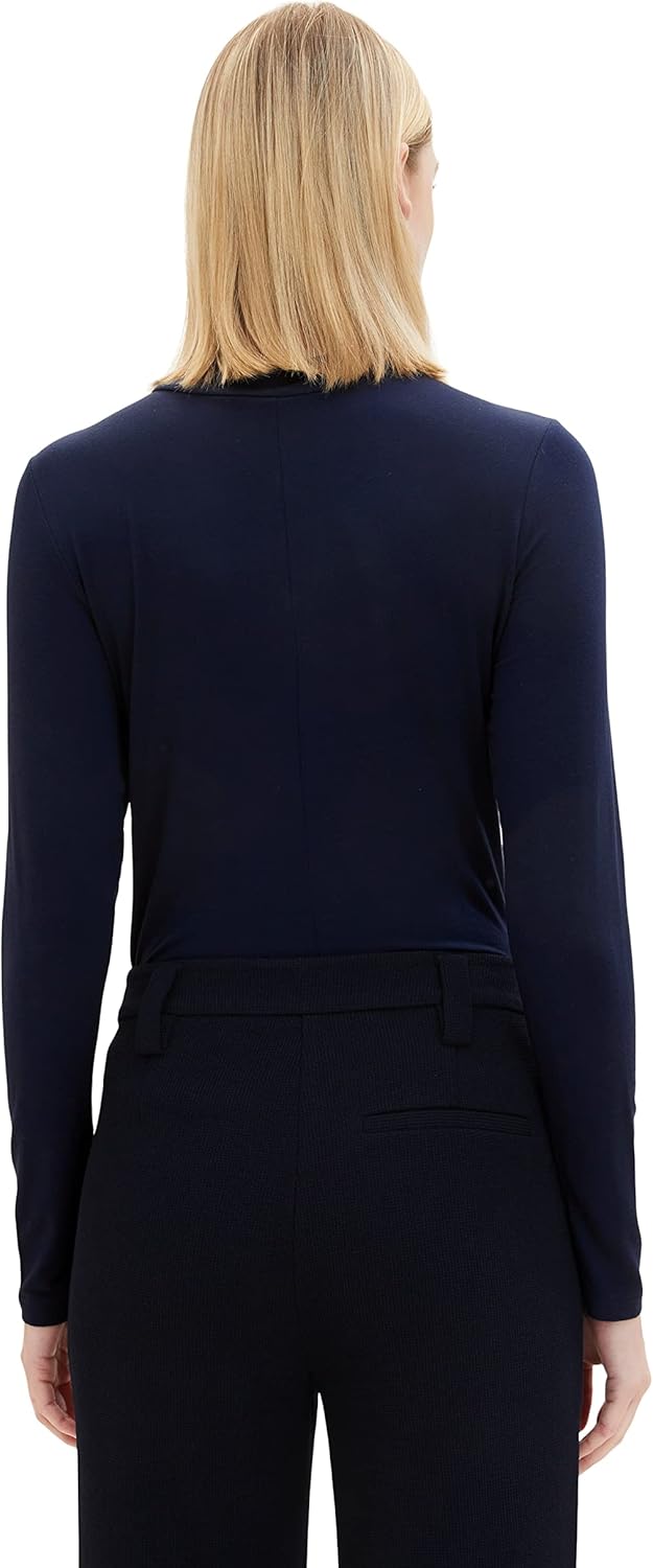 TOM TAILOR Damen Langarmshirt mit Cut-Out Detail L 10668-sky Captain Blue, L 10668-sky Captain Blue