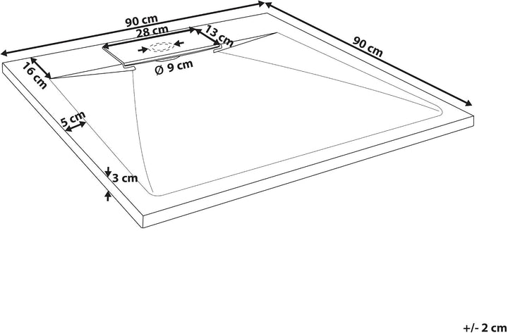 SMC Duschwanne mit Ablaufrinne 90x90 cm Steinoptik grau 3 cm hoch Azzuro