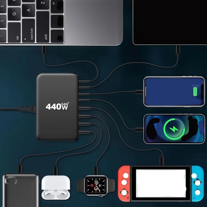 USB C Ladegerät Mehrfach 440 W Ladestation Typ C Adapter mit Dual-PD PPS 100W Anschluss, Multi 65Wat