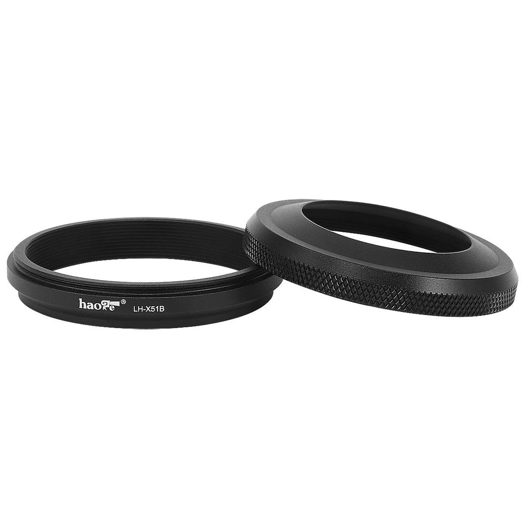 Haoge LH-X51B 2in1 Ultradünne Metall Gegenlichtblende Sonnenblende mit 49mm Adapterring für Fujifilm