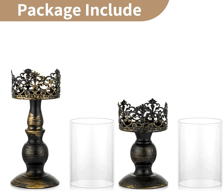NUPTIO Kerzenständer Stumpenkerzen Schwarz Kerzenhalter: Set mit 2 Vintage Deko Gothic Halloween Wei