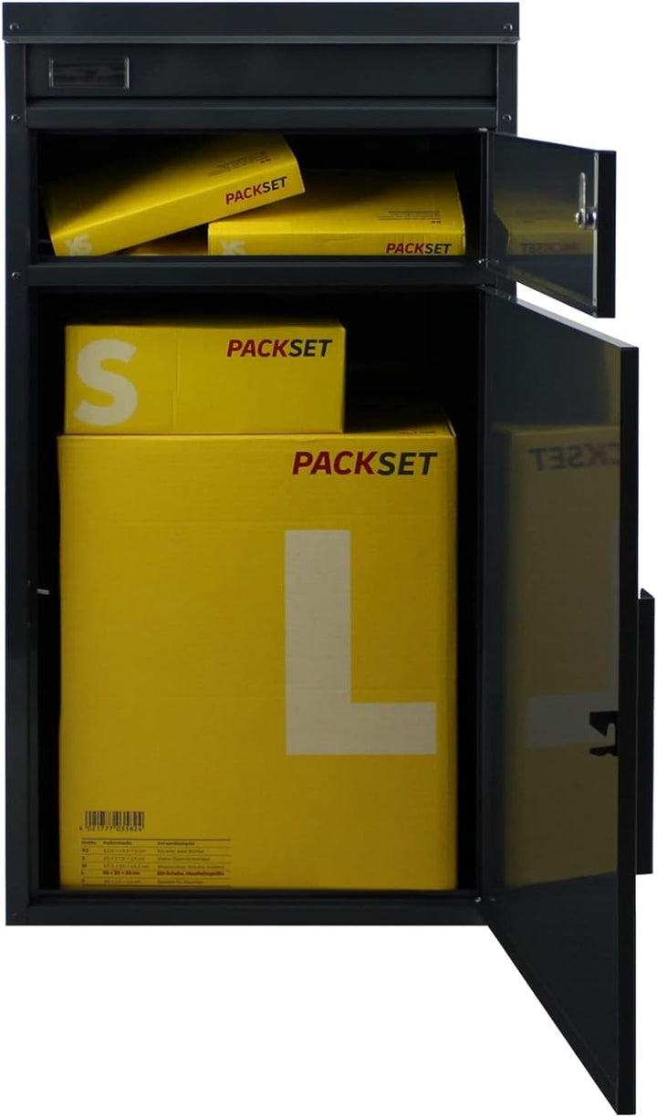 Safepost 65 TIAMAT Paketbriefkasten - mit Paketfach - Standbriefkasten - Exklusivmodell (anthrazit m