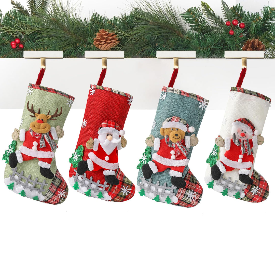 Nikolausstrumpf, Weihnachtsstrumpf 4er Set, Nikolausstiefel zum Befüllen, Weihnachtssocken Kamin zum