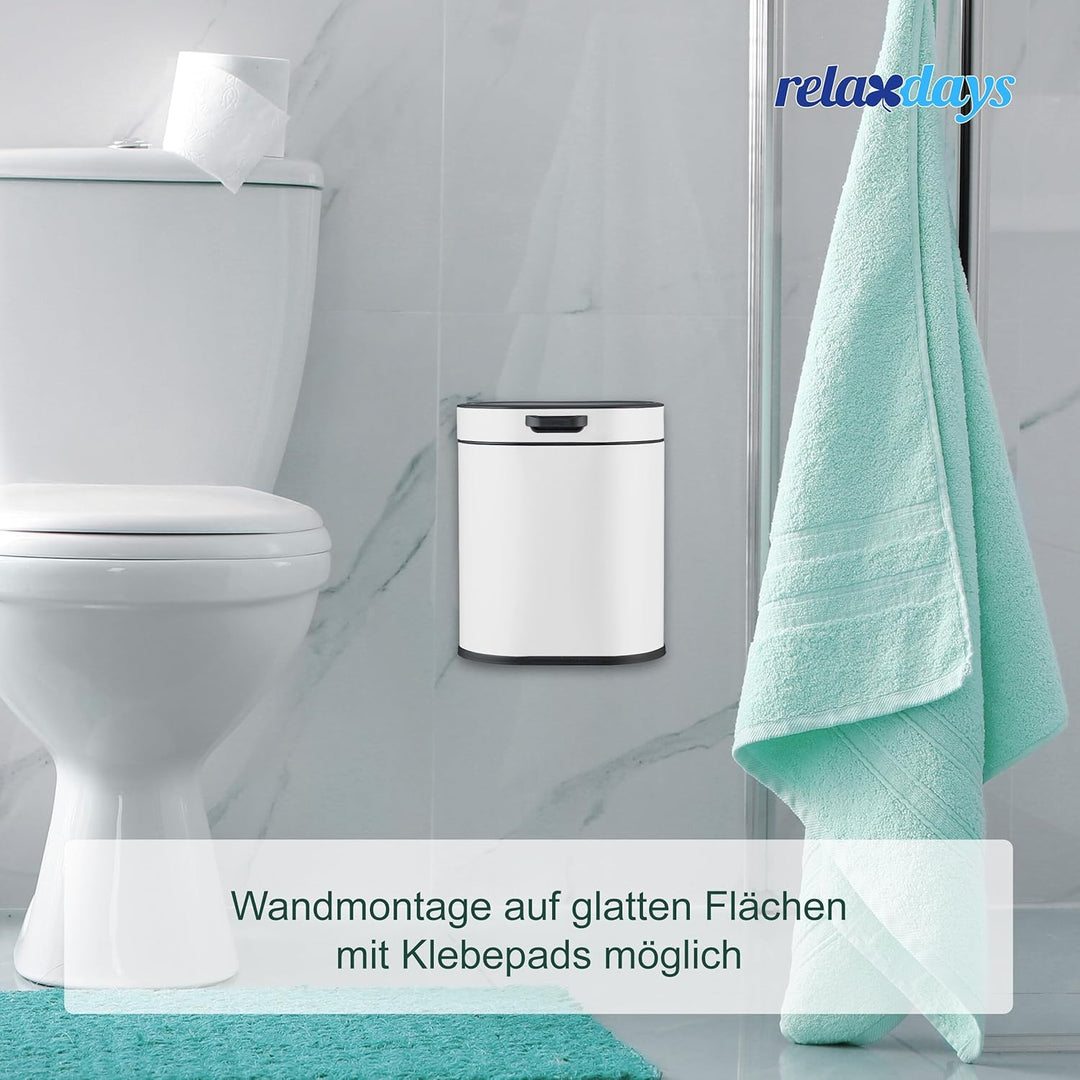 Relaxdays Mülleimer Wandmontage, 5 Liter, Einhängen oder Kleben, Inneneimer, Küchenabfalleimer, Badm