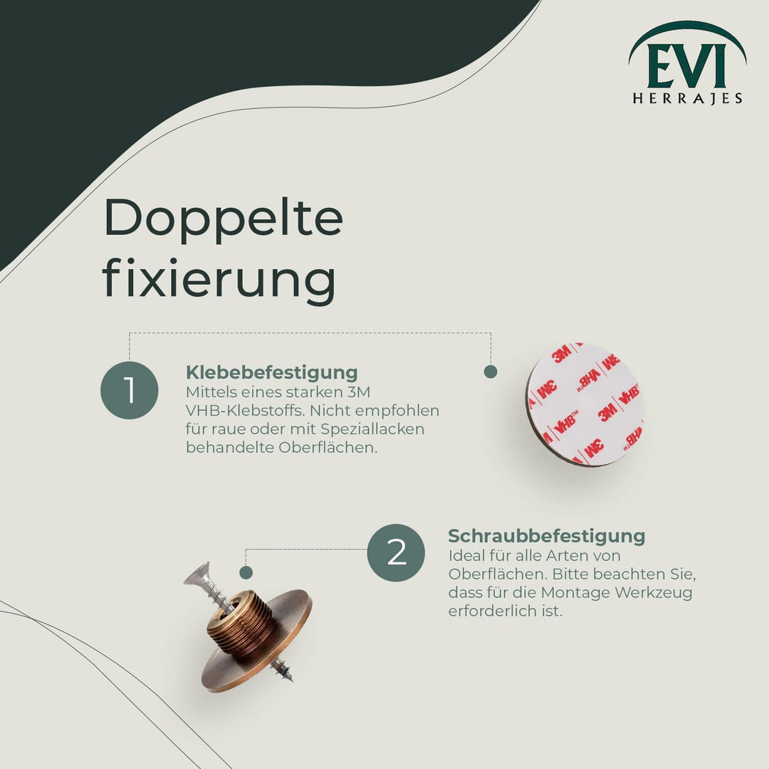EVI HERRAJES Verstellbarer Türstopper aus Messing, Dual-Installation (Messing Antik-leder), Messing