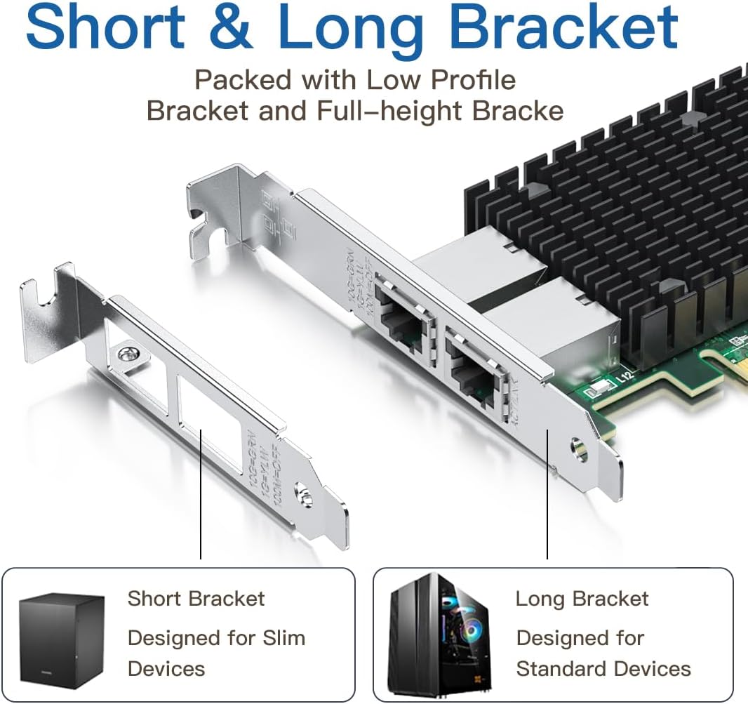 H!Fiber.com 10Gb PCI-E Netzwerkkarte NIC, Dual RJ45 Ports, with Intel X540 Controller and Intel X540