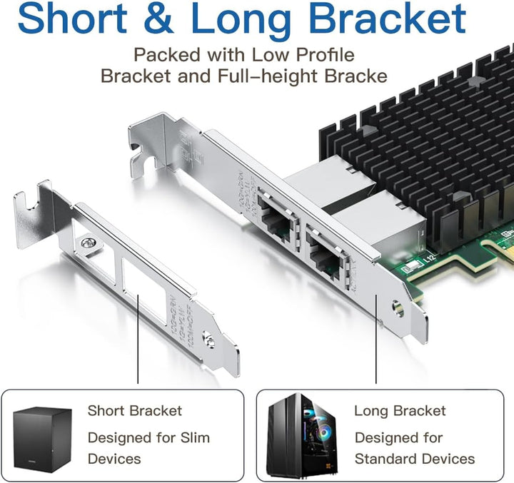 H!Fiber.com 10Gb PCI-E Netzwerkkarte NIC, Dual RJ45 Ports, with Intel X540 Controller and Intel X540