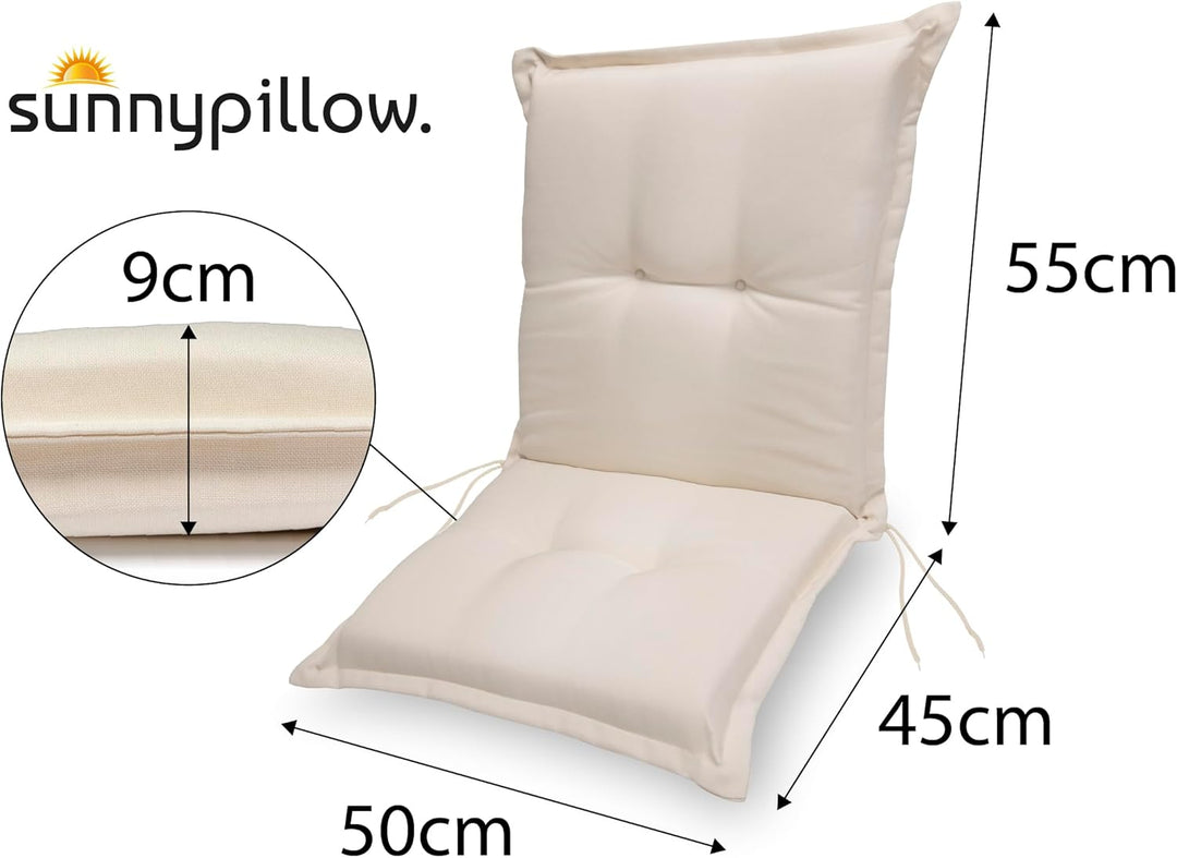 sunnypillow Set Gartenstuhl und Gartenstuhlauflage Niedriglehner - 100 x 50 x 9 cm Auflage wasserdic